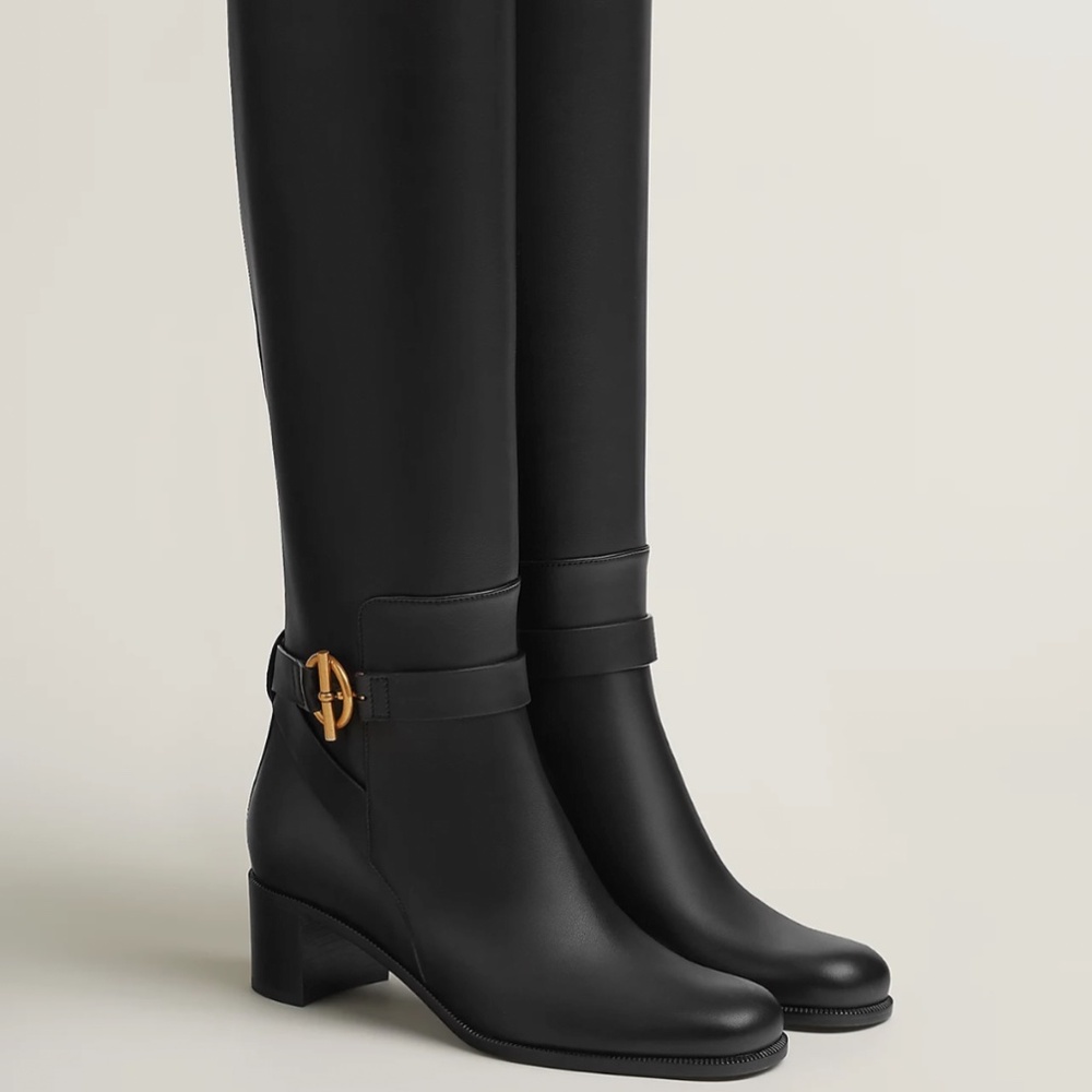 Black HERMES Justine 50 boot Size 37 / 6.5 Women's